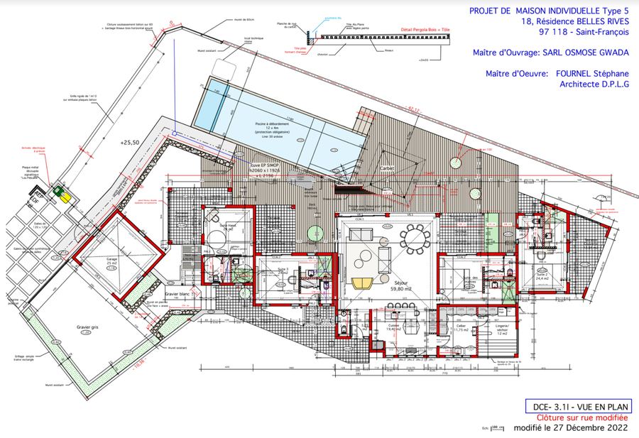 Plan de la Villa Chablis, Saint-François, Guadeloupe